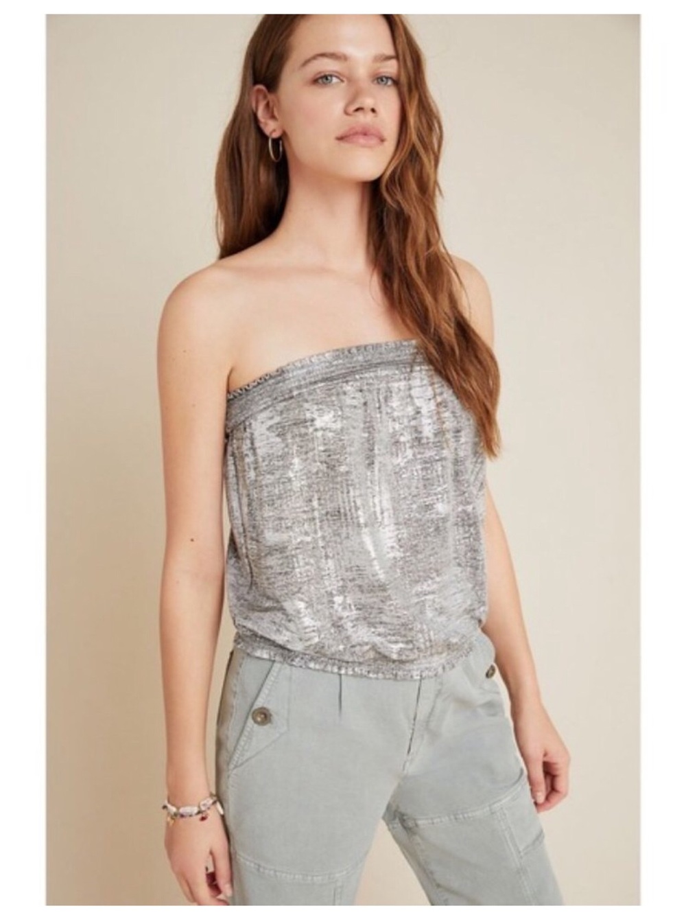 NWOT Anthropologie Maiah Shimmer tube top Sz L